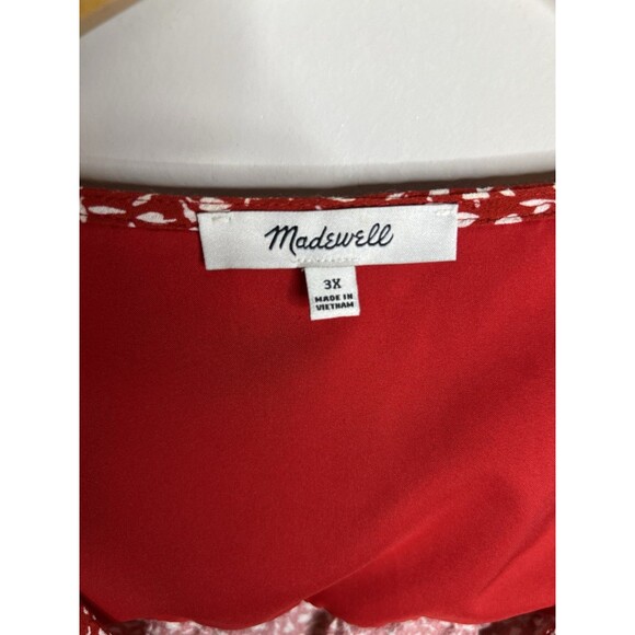 Madewell Womens Overture To In Ditsy Floral Red Plus Sz 3X Blouse Dainty - Picture 4 of 11